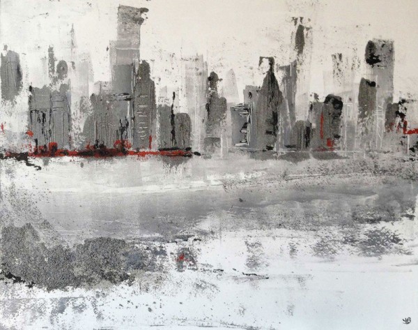 Big-city, le nouveau tableau de l'artiste peintre suisse romande Yolande Buchmüller Rouiller.