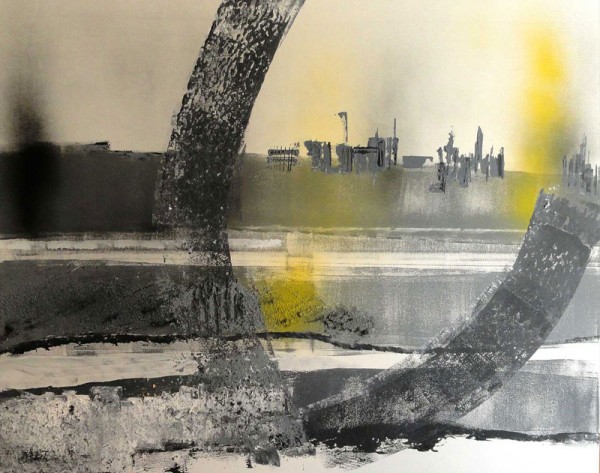 Chimère urbaine, le nouveau tableau de l'artiste peintre suisse romande Yolande Buchmüller Rouiller