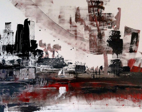 En promenade, le nouveau tableau de l'artiste peintre suisse romande Yolande Buchmüller Rouiller.