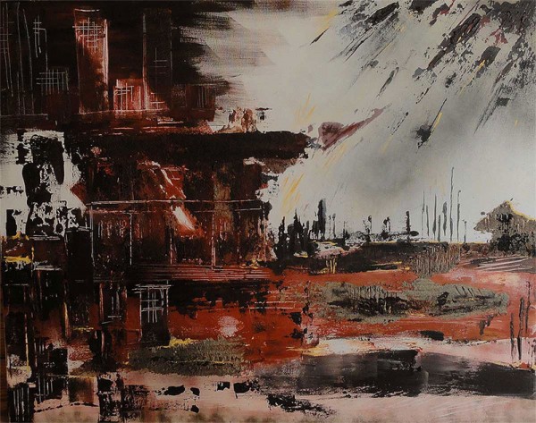 Pluie d'or, le nouveau tableau de l'artiste peintre suisse romande Yolande Buchmüller Rouiller.